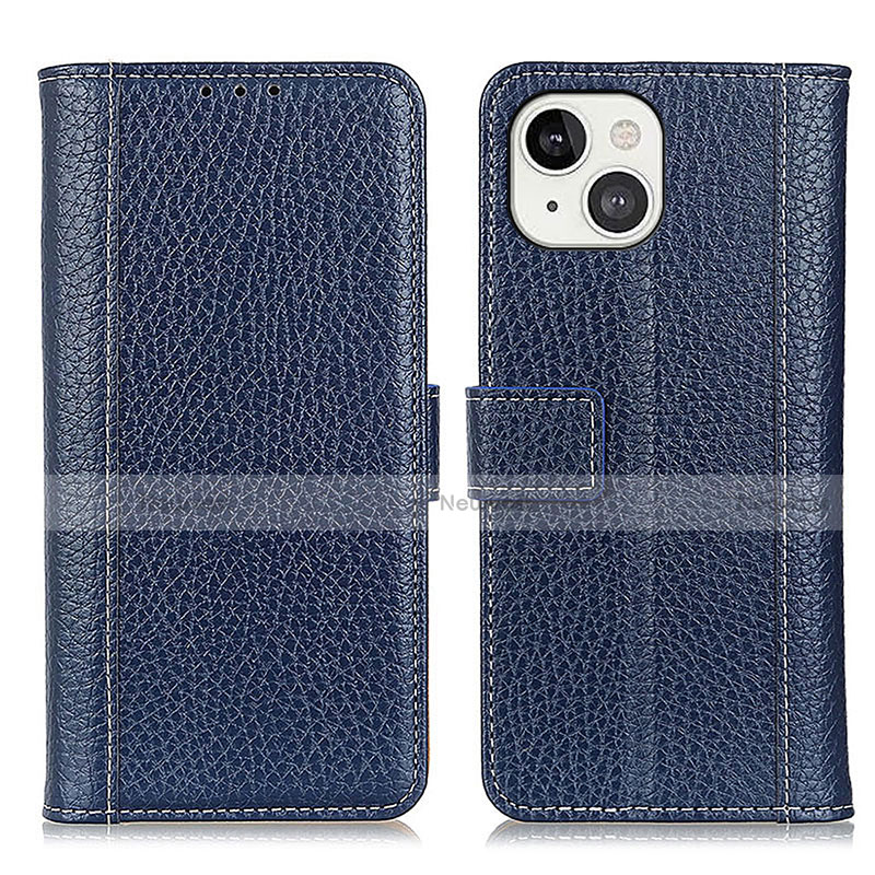 Leather Case Stands Flip Cover T23 Holder for Apple iPhone 13 Mini Blue