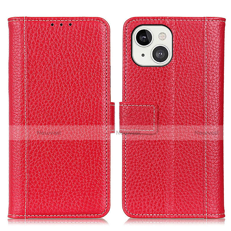 Leather Case Stands Flip Cover T23 Holder for Apple iPhone 13 Red