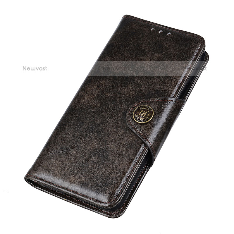 Leather Case Stands Flip Cover T23 Holder for Apple iPhone 15 Pro Brown