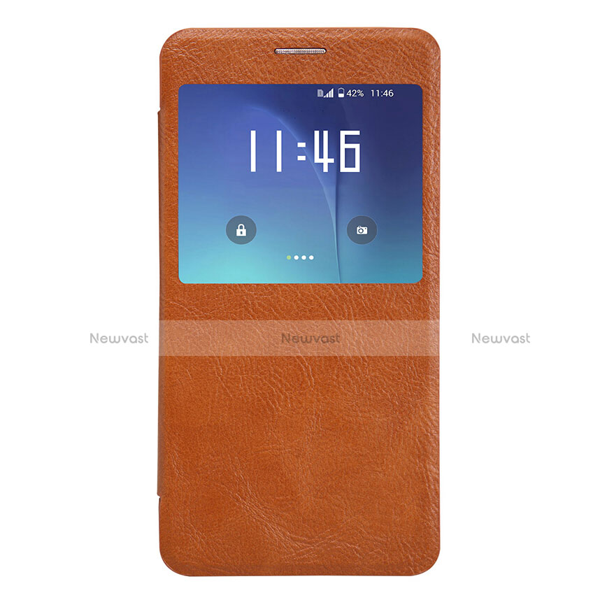 Leather Case Stands Flip Cover U01 for Samsung Galaxy S7 Edge G935F Brown