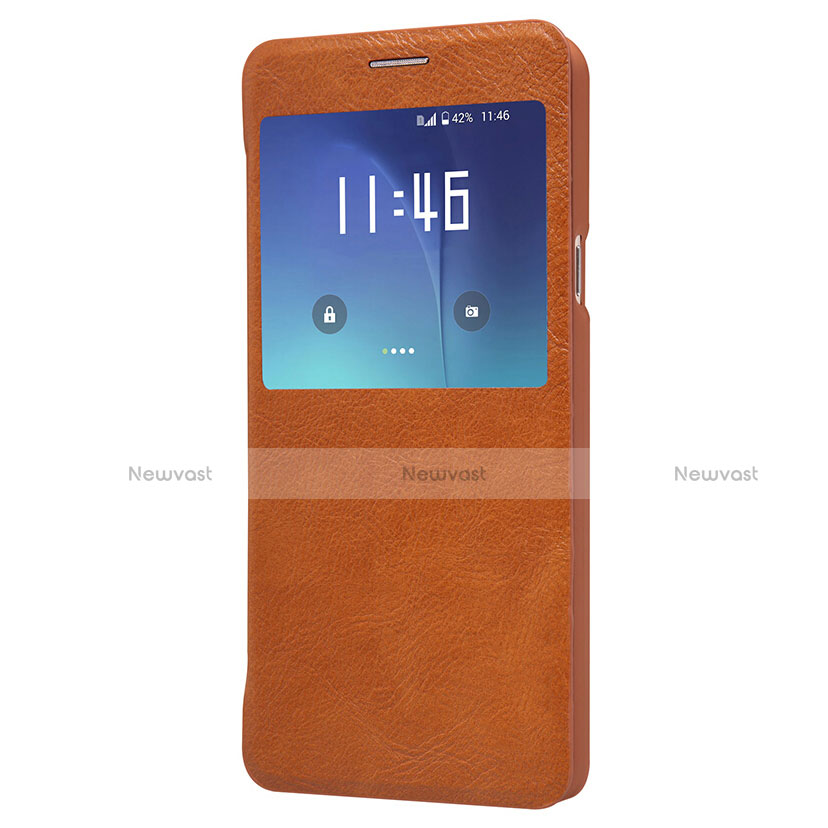 Leather Case Stands Flip Cover U01 for Samsung Galaxy S7 Edge G935F Brown