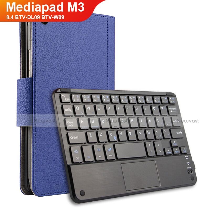 Leather Case Stands Flip Cover with Keyboard for Huawei Mediapad M3 8.4 BTV-DL09 BTV-W09 Blue