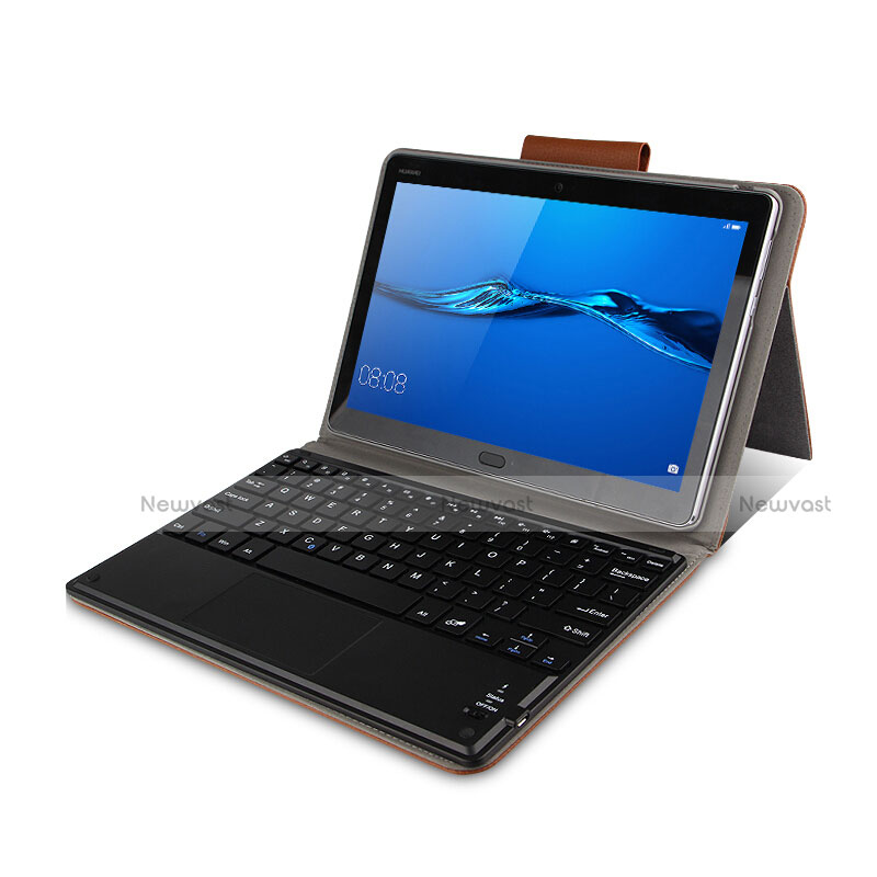 Leather Case Stands Flip Cover with Keyboard for Huawei MediaPad M3 Lite 10.1 BAH-W09 Brown