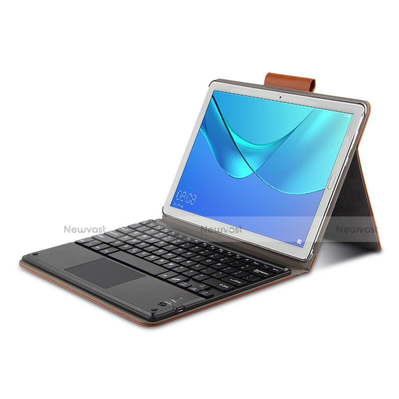 Leather Case Stands Flip Cover with Keyboard for Huawei MediaPad M5 Pro 10.8 Brown