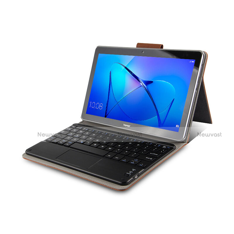 Leather Case Stands Flip Cover with Keyboard for Huawei MediaPad T3 10 AGS-L09 AGS-W09 Brown