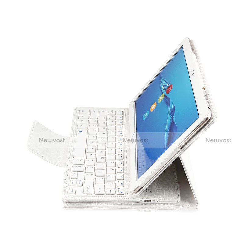 Leather Case Stands Flip Cover with Keyboard L01 for Huawei MediaPad M3 Lite 10.1 BAH-W09 White