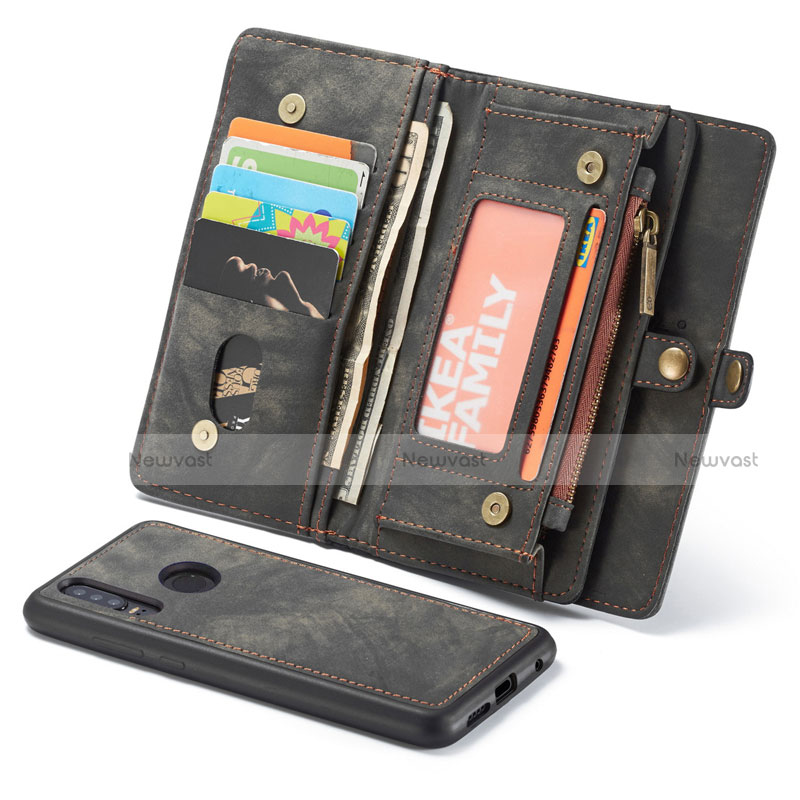 Leather Case Stands Flip Cover Z02 Holder for Huawei P30 Lite Black