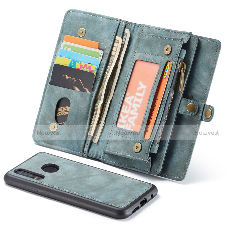 Leather Case Stands Flip Cover Z02 Holder for Huawei P30 Lite Cyan