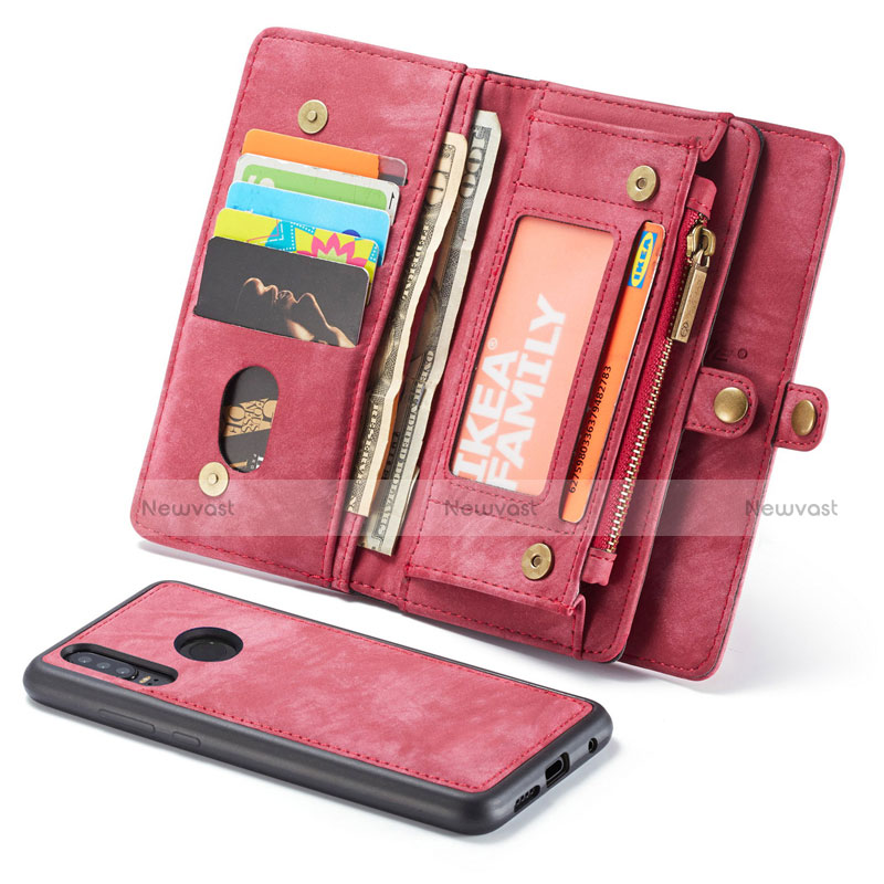 Leather Case Stands Flip Cover Z02 Holder for Huawei P30 Lite New Edition Red