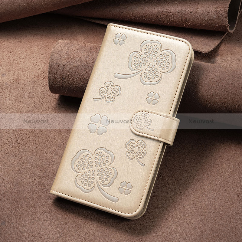 Leather Case Stands Flip Flowers Cover Holder BF2 for Google Pixel 8 5G Gold
