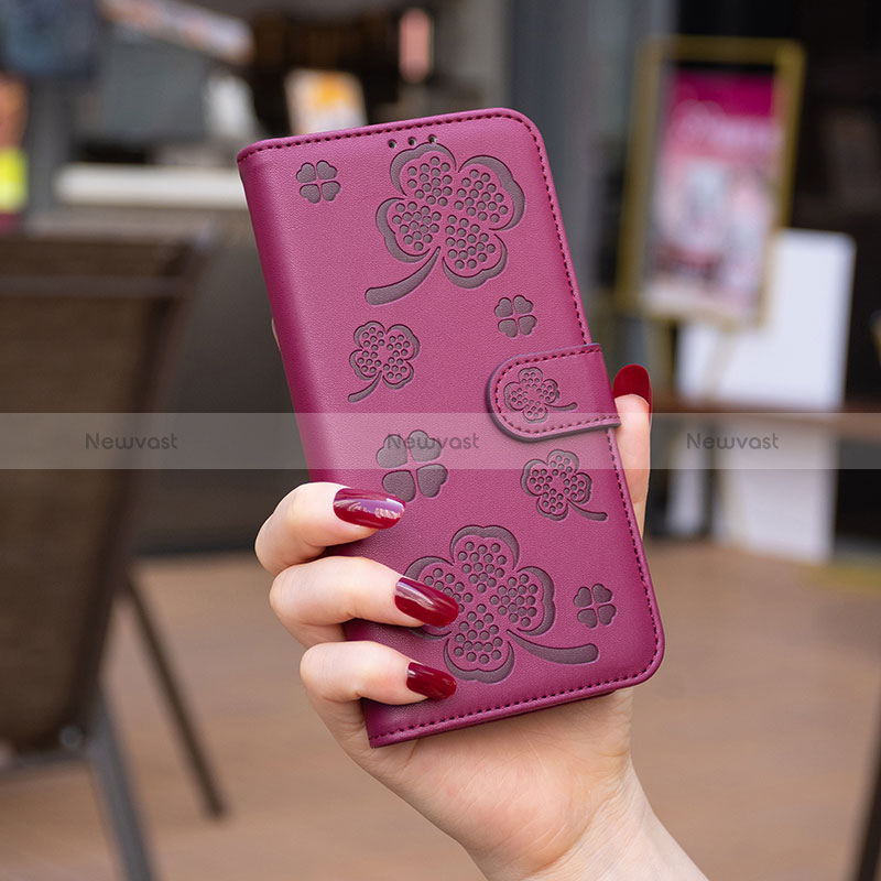 Leather Case Stands Flip Flowers Cover Holder BF2 for Huawei Honor X8b