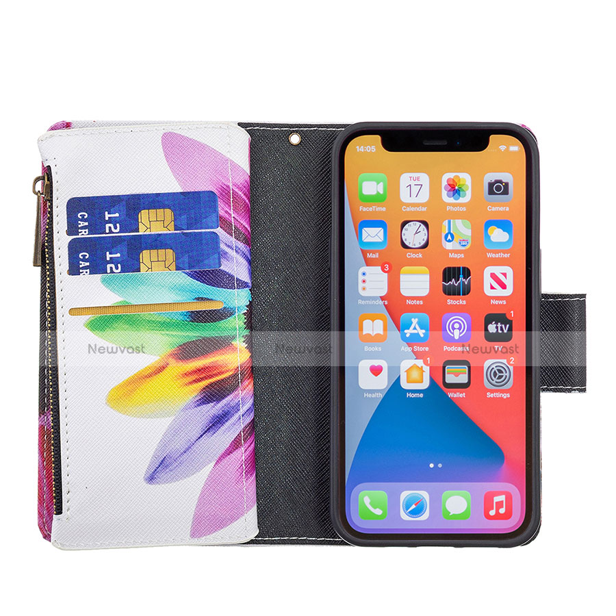 Leather Case Stands Flip Flowers Cover Holder for Apple iPhone 13 Pro Max Colorful