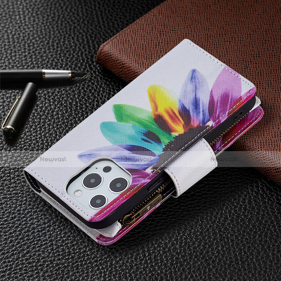 Leather Case Stands Flip Flowers Cover Holder for Apple iPhone 13 Pro Max Colorful