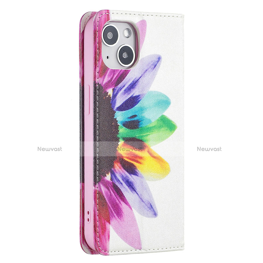 Leather Case Stands Flip Flowers Cover Holder for Apple iPhone 14 Colorful