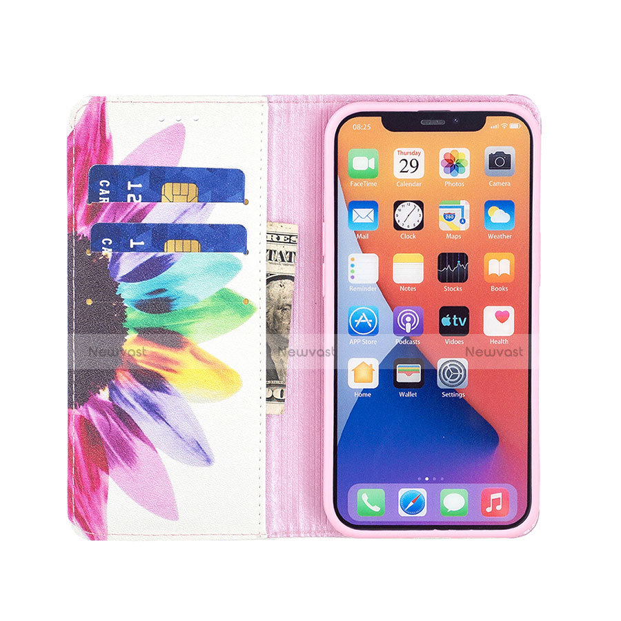 Leather Case Stands Flip Flowers Cover Holder for Apple iPhone 14 Colorful