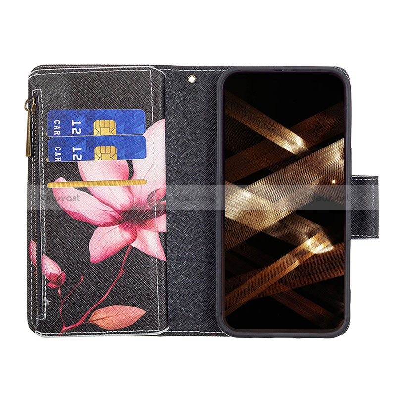 Leather Case Stands Flip Flowers Cover Holder for Apple iPhone 14 Pro Max Brown