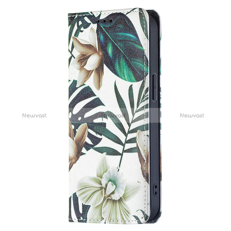 Leather Case Stands Flip Flowers Cover Holder for Apple iPhone 15 Mixed