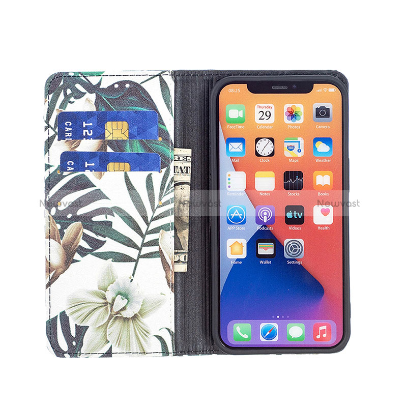 Leather Case Stands Flip Flowers Cover Holder for Apple iPhone 15 Plus Mixed