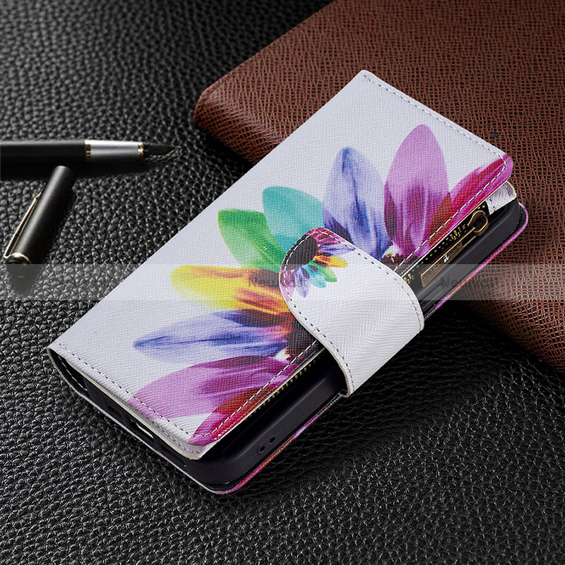 Leather Case Stands Flip Flowers Cover Holder for Apple iPhone 15 Pro Colorful