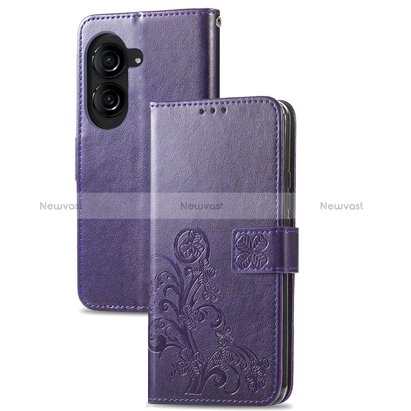 Leather Case Stands Flip Flowers Cover Holder for Asus ZenFone 10