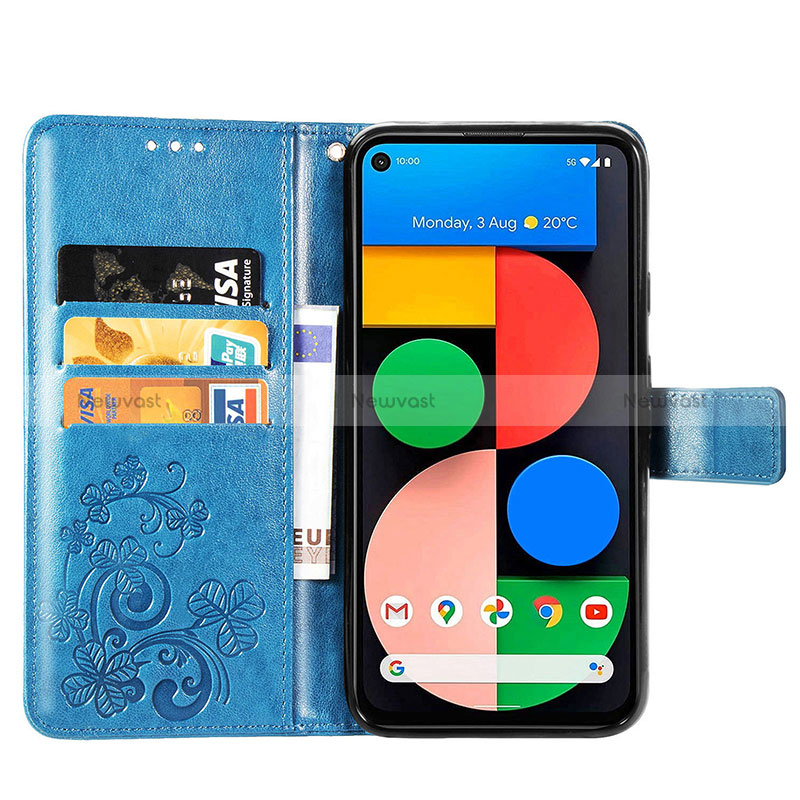 Leather Case Stands Flip Flowers Cover Holder for Google Pixel 4a 5G