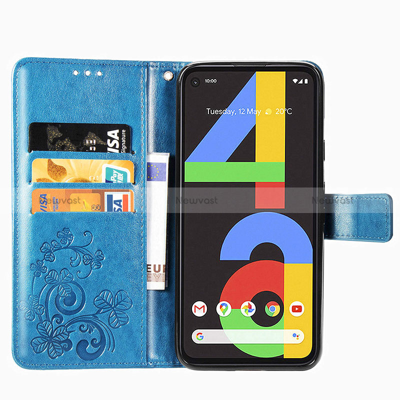 Leather Case Stands Flip Flowers Cover Holder for Google Pixel 4a