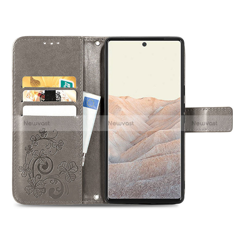 Leather Case Stands Flip Flowers Cover Holder for Google Pixel 6 Pro 5G