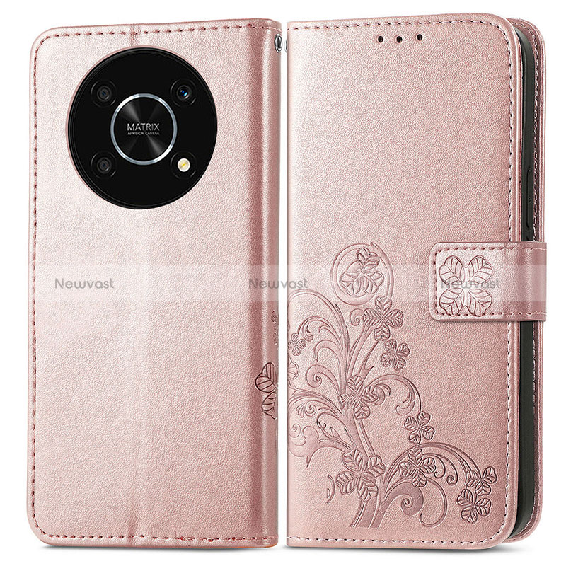 Leather Case Stands Flip Flowers Cover Holder for Huawei Enjoy 50 Pro