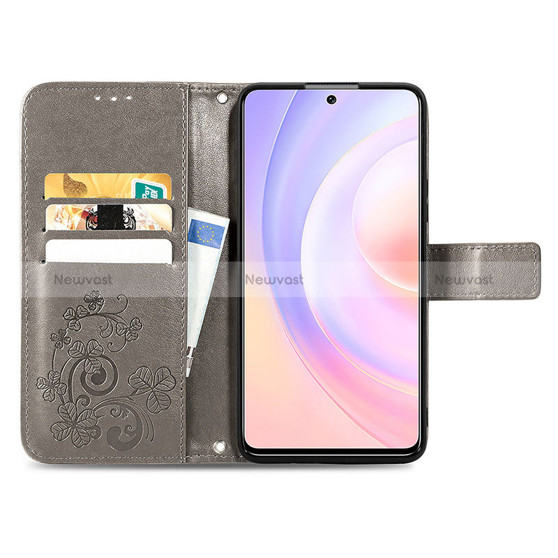 Leather Case Stands Flip Flowers Cover Holder for Huawei Honor 50 SE 5G