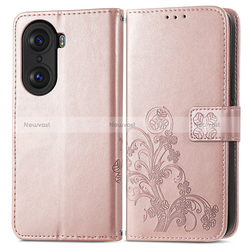 Leather Case Stands Flip Flowers Cover Holder for Huawei Honor 60 5G