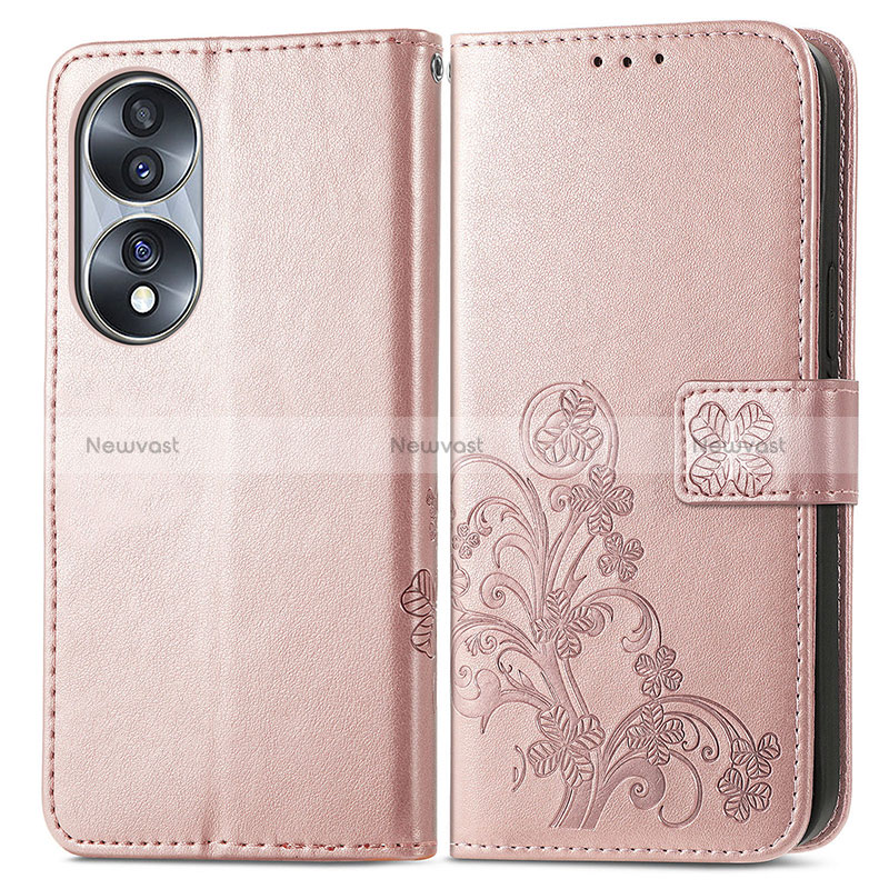 Leather Case Stands Flip Flowers Cover Holder for Huawei Honor 70 5G