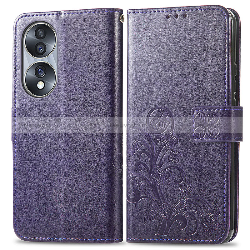 Leather Case Stands Flip Flowers Cover Holder for Huawei Honor 70 5G