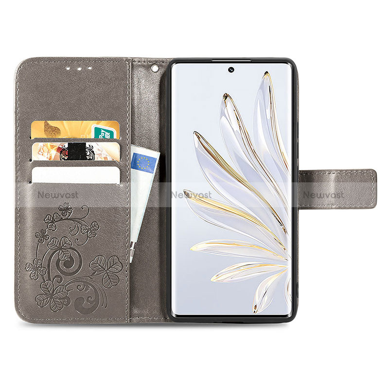 Leather Case Stands Flip Flowers Cover Holder for Huawei Honor 70 5G