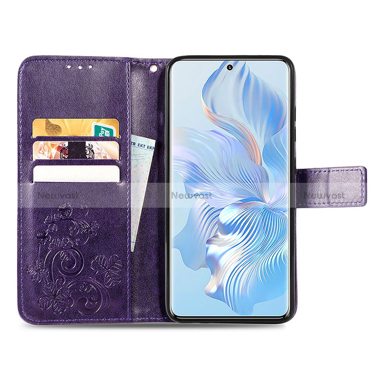 Leather Case Stands Flip Flowers Cover Holder for Huawei Honor 80 5G