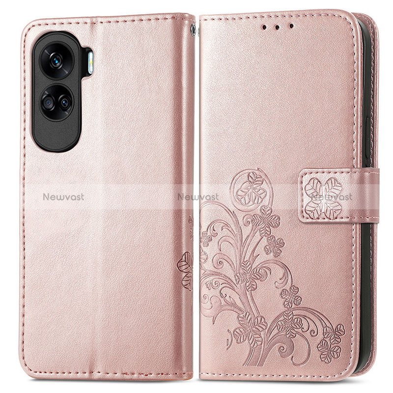 Leather Case Stands Flip Flowers Cover Holder for Huawei Honor 90 Lite 5G