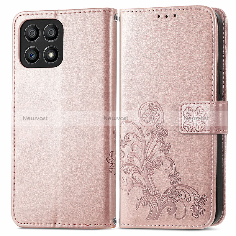 Leather Case Stands Flip Flowers Cover Holder for Huawei Honor X30i