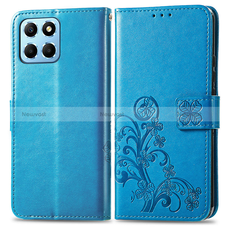 Leather Case Stands Flip Flowers Cover Holder for Huawei Honor X6 5G