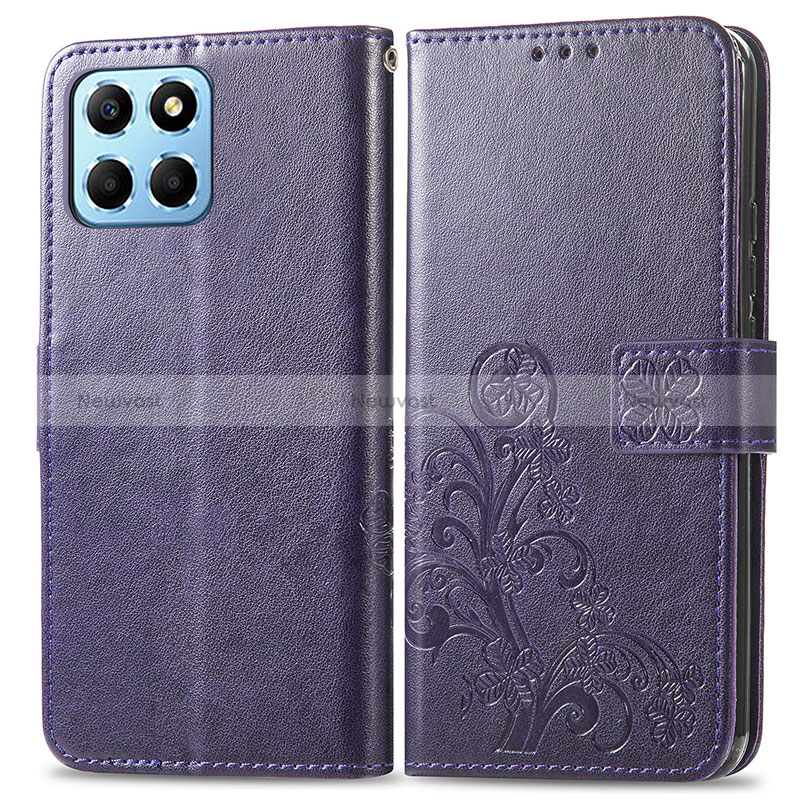 Leather Case Stands Flip Flowers Cover Holder for Huawei Honor X6 5G