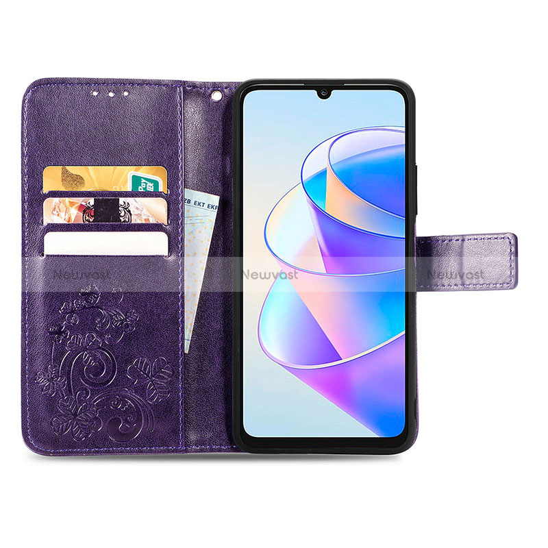 Leather Case Stands Flip Flowers Cover Holder for Huawei Honor X7a