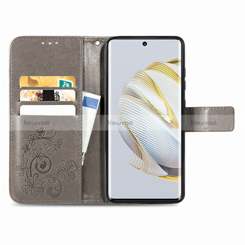 Leather Case Stands Flip Flowers Cover Holder for Huawei Nova 10