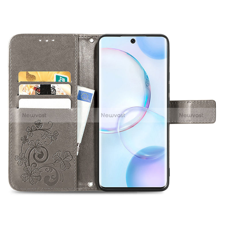 Leather Case Stands Flip Flowers Cover Holder for Huawei Nova 9