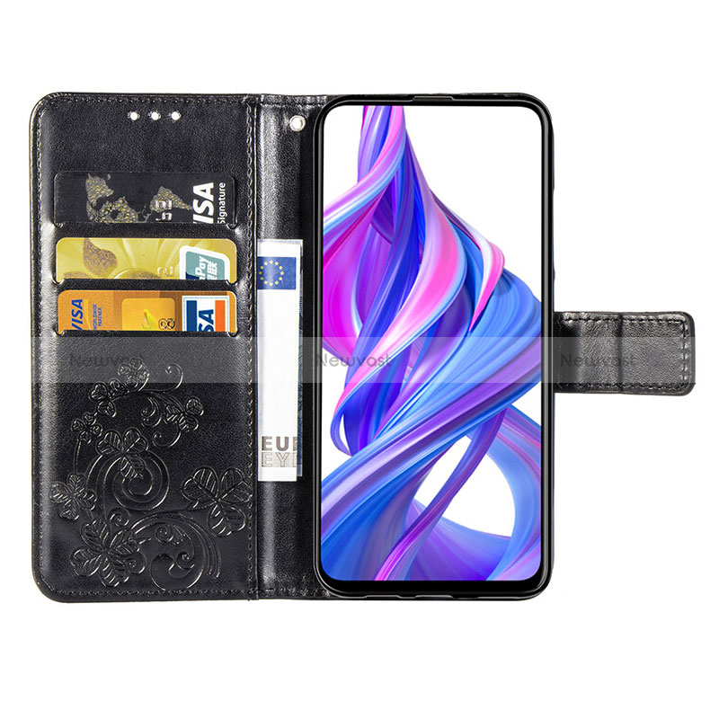 Leather Case Stands Flip Flowers Cover Holder for Huawei P Smart Z (2019)