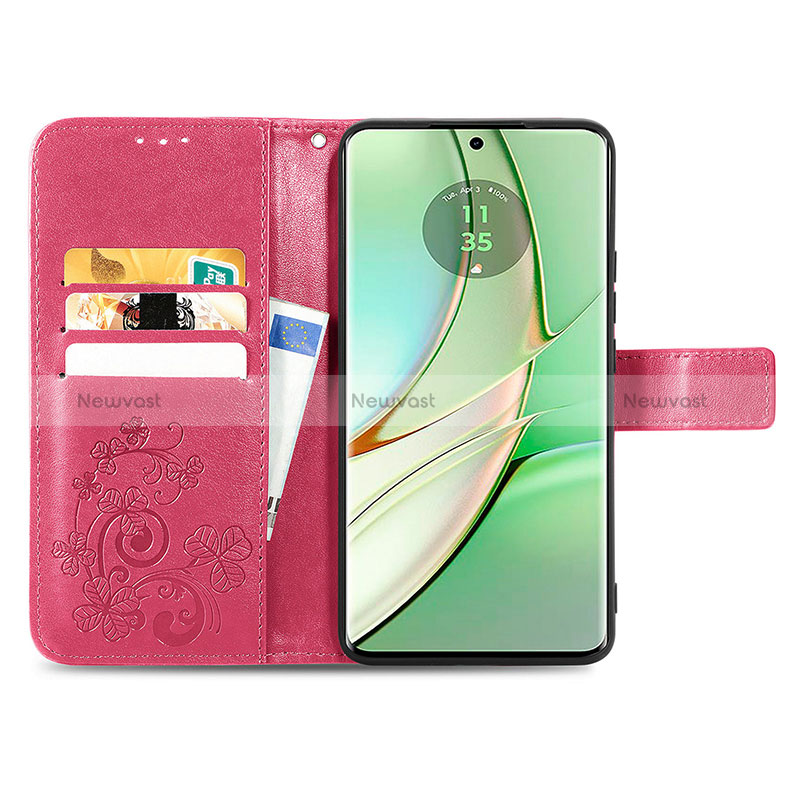 Leather Case Stands Flip Flowers Cover Holder for Motorola Moto Edge (2023) 5G