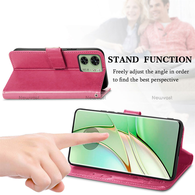 Leather Case Stands Flip Flowers Cover Holder for Motorola Moto Edge 40 5G