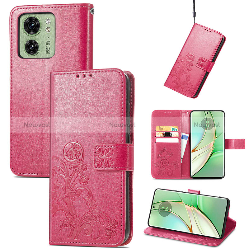 Leather Case Stands Flip Flowers Cover Holder for Motorola Moto Edge 40 5G