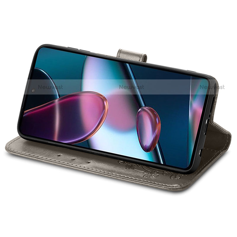 Leather Case Stands Flip Flowers Cover Holder for Motorola Moto Edge Plus (2022) 5G