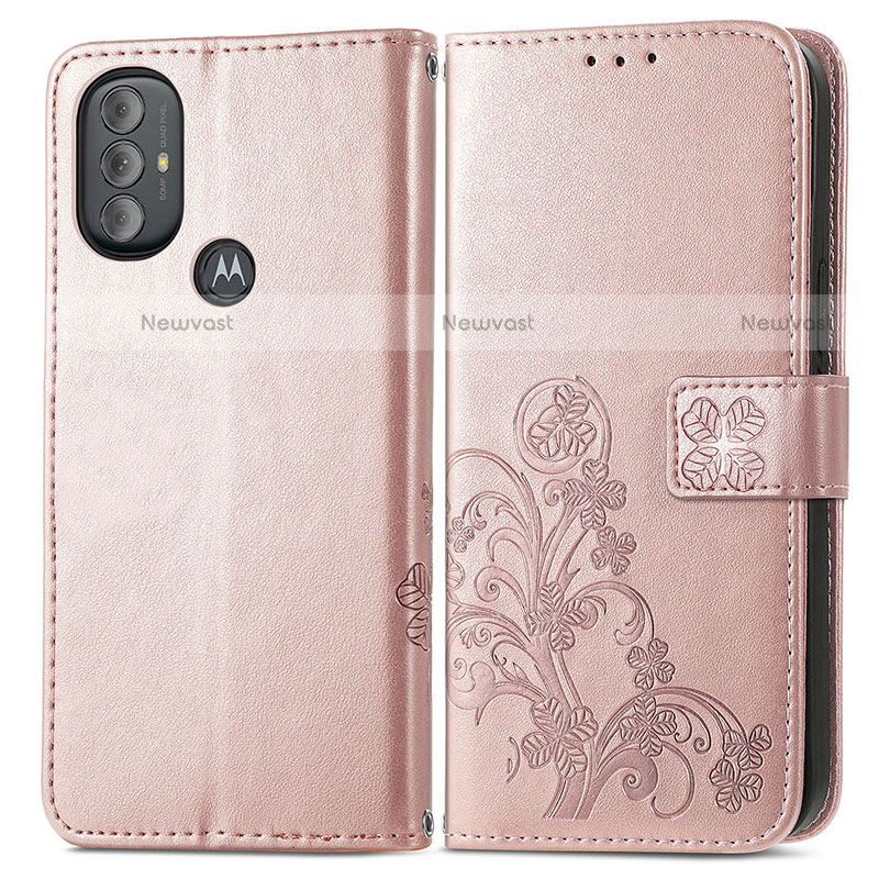 Leather Case Stands Flip Flowers Cover Holder for Motorola Moto G Play (2023)