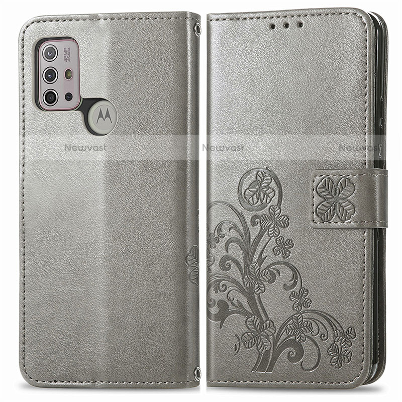 Leather Case Stands Flip Flowers Cover Holder for Motorola Moto G10