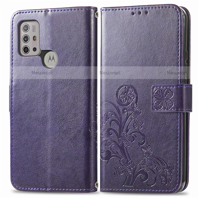 Leather Case Stands Flip Flowers Cover Holder for Motorola Moto G10