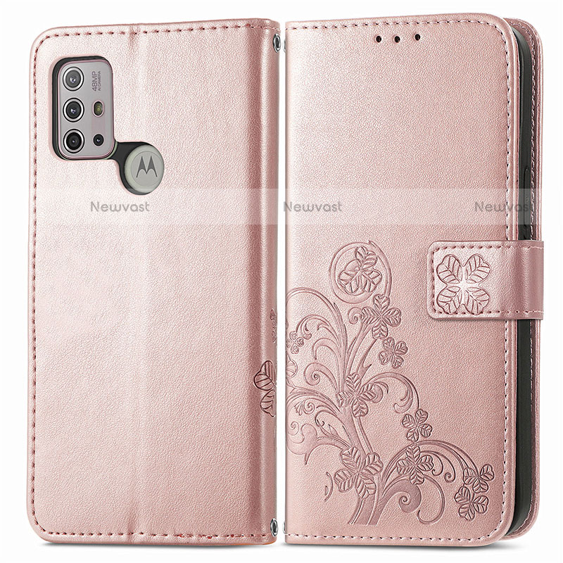 Leather Case Stands Flip Flowers Cover Holder for Motorola Moto G10 Power